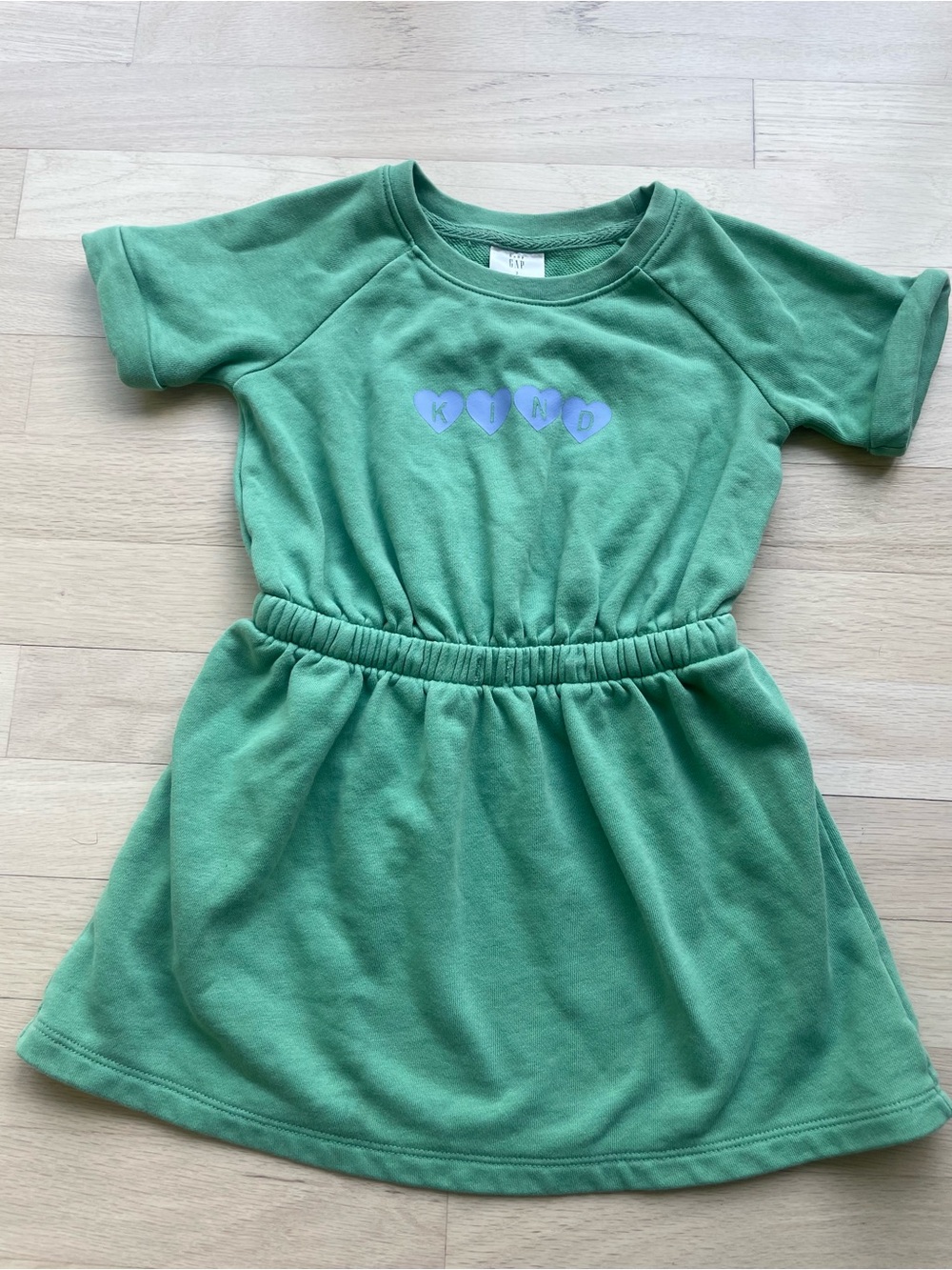GAP Green Heart Graphic Elastic-Waist Dress